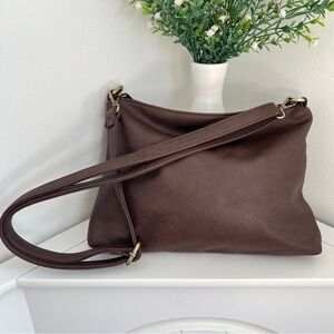 Joy Susan Vegan Leather Chocolate Brown Adjustable Crossbody/Shoulder Purse